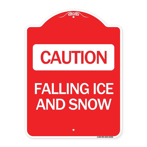 Signmission Designer Series Falling Ice and Snow, Red & White Aluminum Architectural Sign, 18" H, RW-1824-24286 A-DES-RW-1824-24286 - main